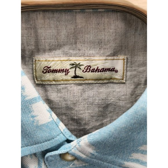 TOMMY BAHAMA Shirt VTG Mens Silk Rayon Blend S/S Pastel Blue Floral Hawaiian 2XL - Picture 6 of 10